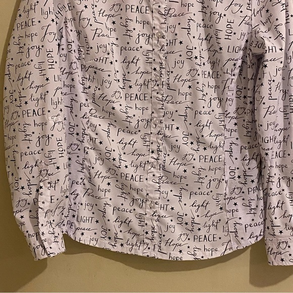 Zac & Rachel Womens M White Roll Tab Sleeve Peace Light Joy Button Up Shirt - Picture 4 of 11